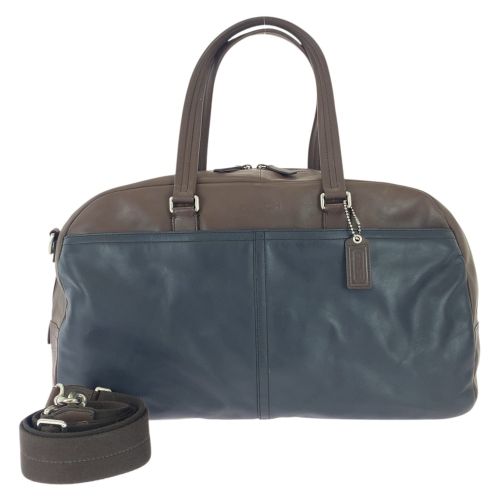 COACH Lexington 2-way bag, navy/brown with silver hardware, leather, F70668, ...